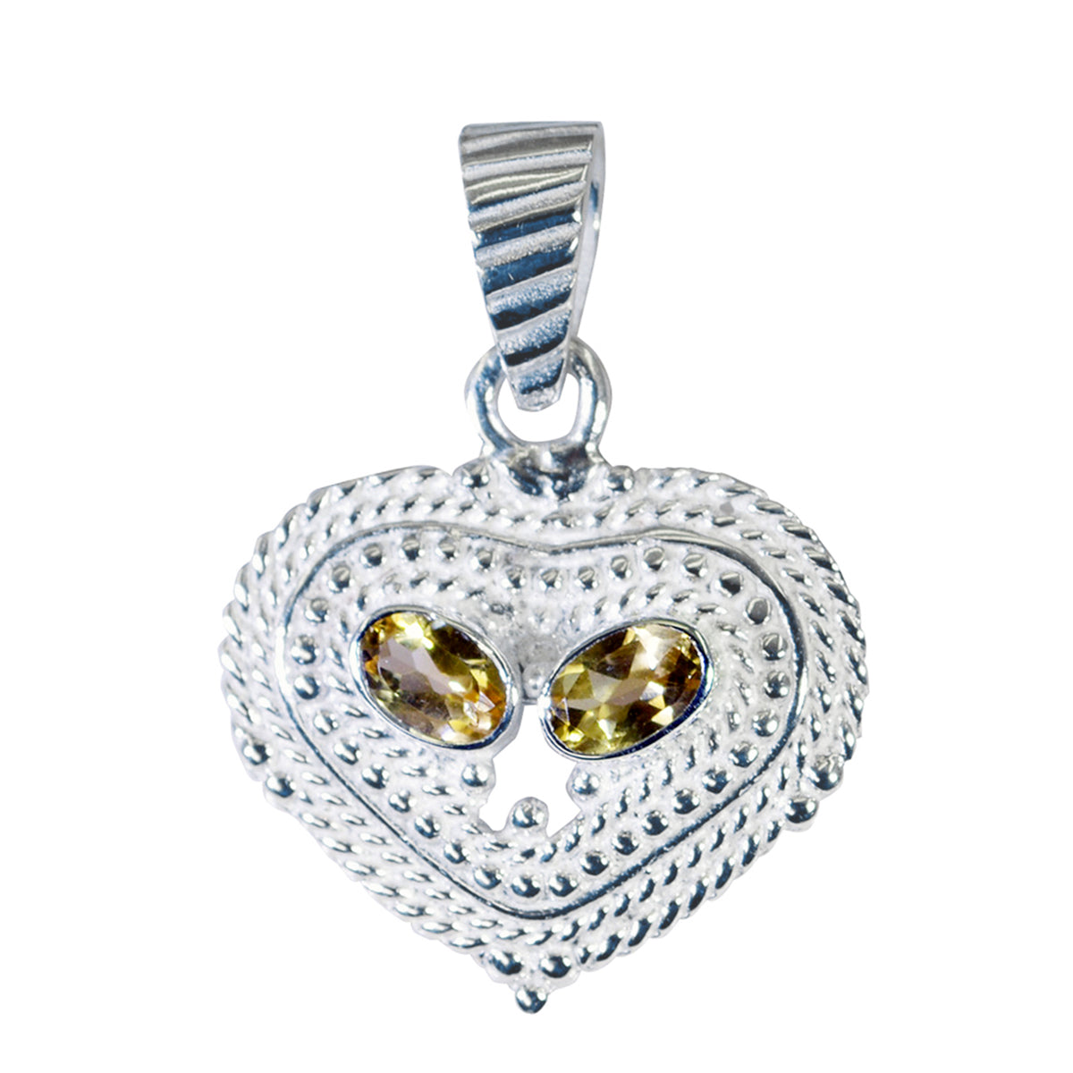 Citrine Featherlight Turkish 925 Silver Toi et Moi Yellow Pendant