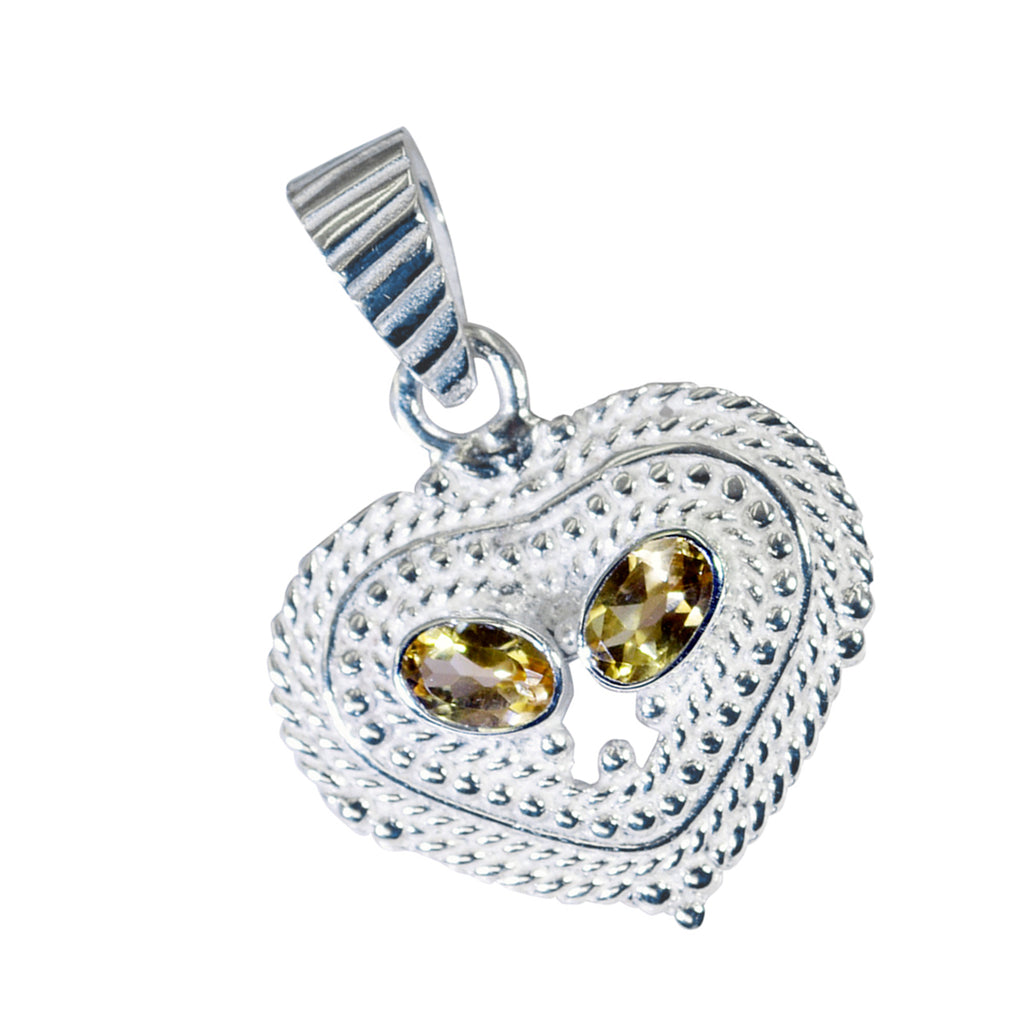 Citrine Featherlight Turkish 925 Silver Toi et Moi Hannah Romantic Yellow Pendant Jewelry