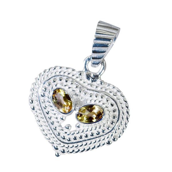 Citrine Featherlight Turkish 925 Silver Toi et Moi Hannah Romantic Yellow Pendant Jewelry