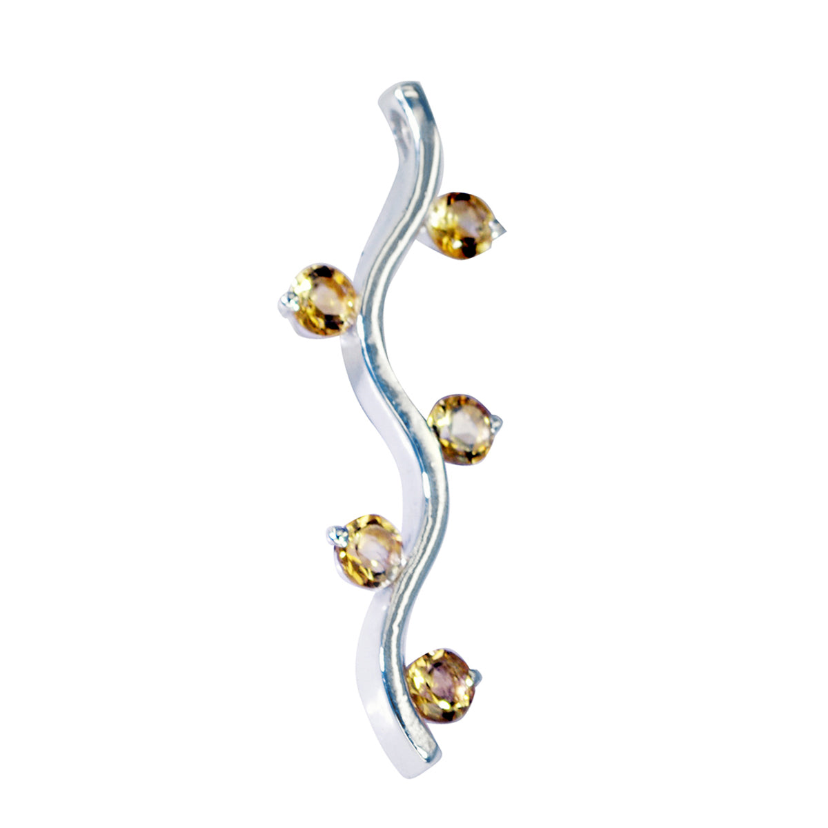 Citrine Tiny Turkish Silver Penta Yellow Pendant