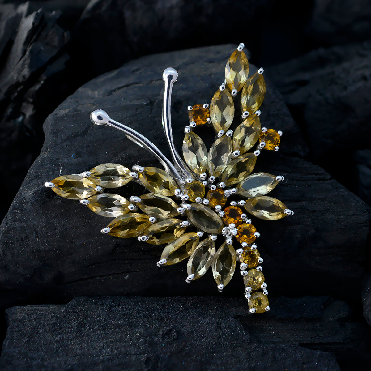 Citrine Statement Mexican 925 Silver multiple Laura Feminine Yellow Pendant Jewelry