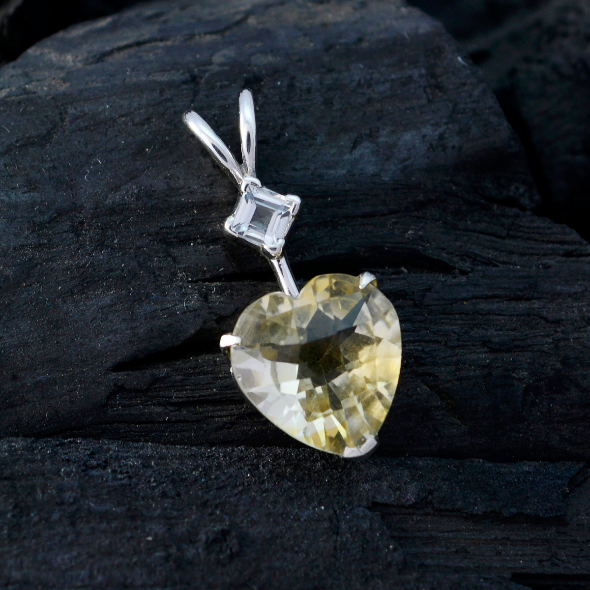 Citrine Delicate Turkish Silver Toi et Moi Yasmin valentine Yellow Pendant Jewelry