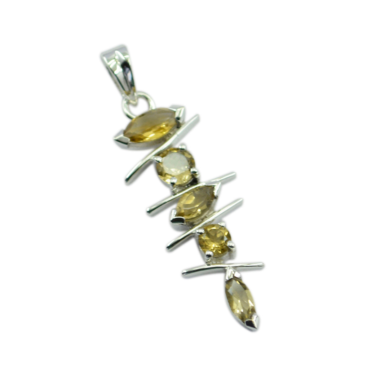Citrine Tiny Russian 92.5 Silver Penta Yellow Pendant