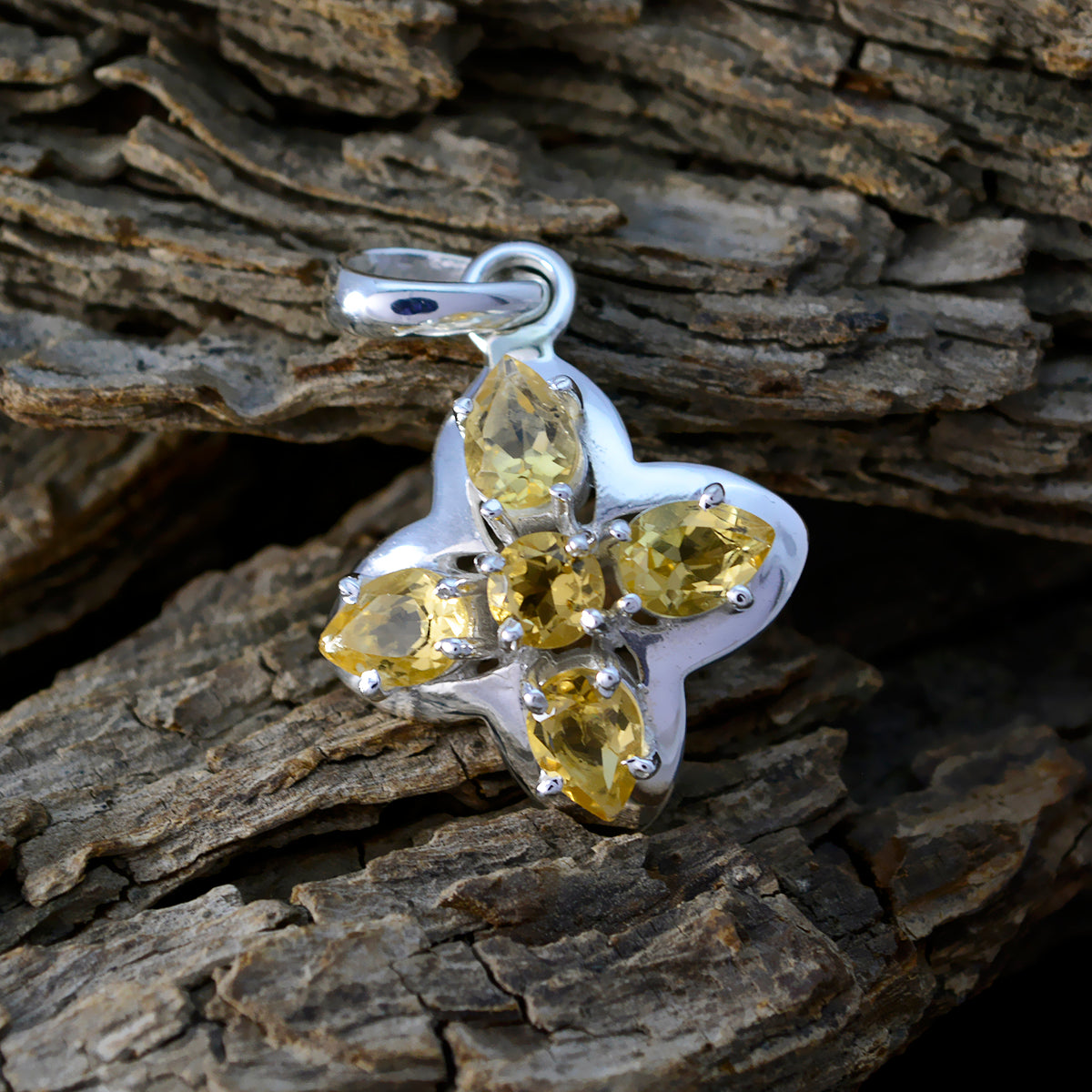 Citrine Whisper-thin American Sterling Silver multiple Julia Fairytale Yellow Pendant Jewellery