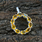 Citrine Eye-catching Turkish 92.5 Silver deka Luisa Signet Yellow Pendant Jewellery