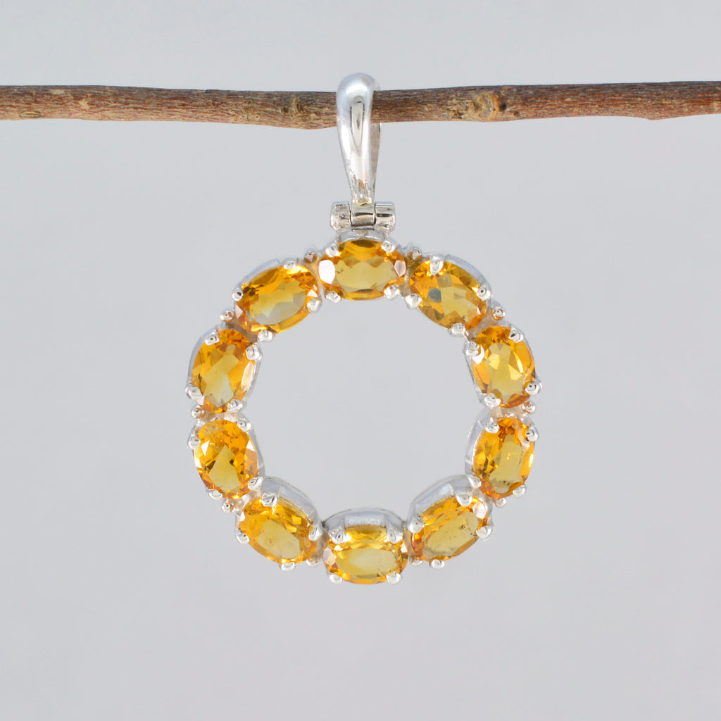 Citrine Eye-catching Turkish 92.5 Silver deka Luisa Signet Yellow Pendant Jewellery
