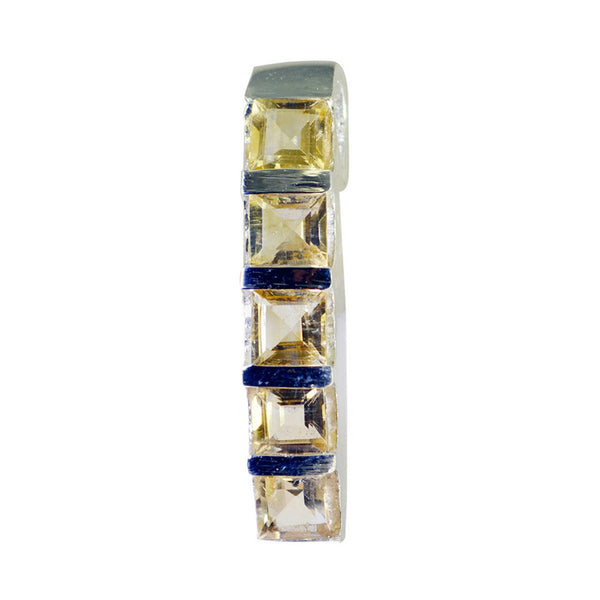 Citrine Classic Russian 92.5 Silver Penta Yellow Pendant