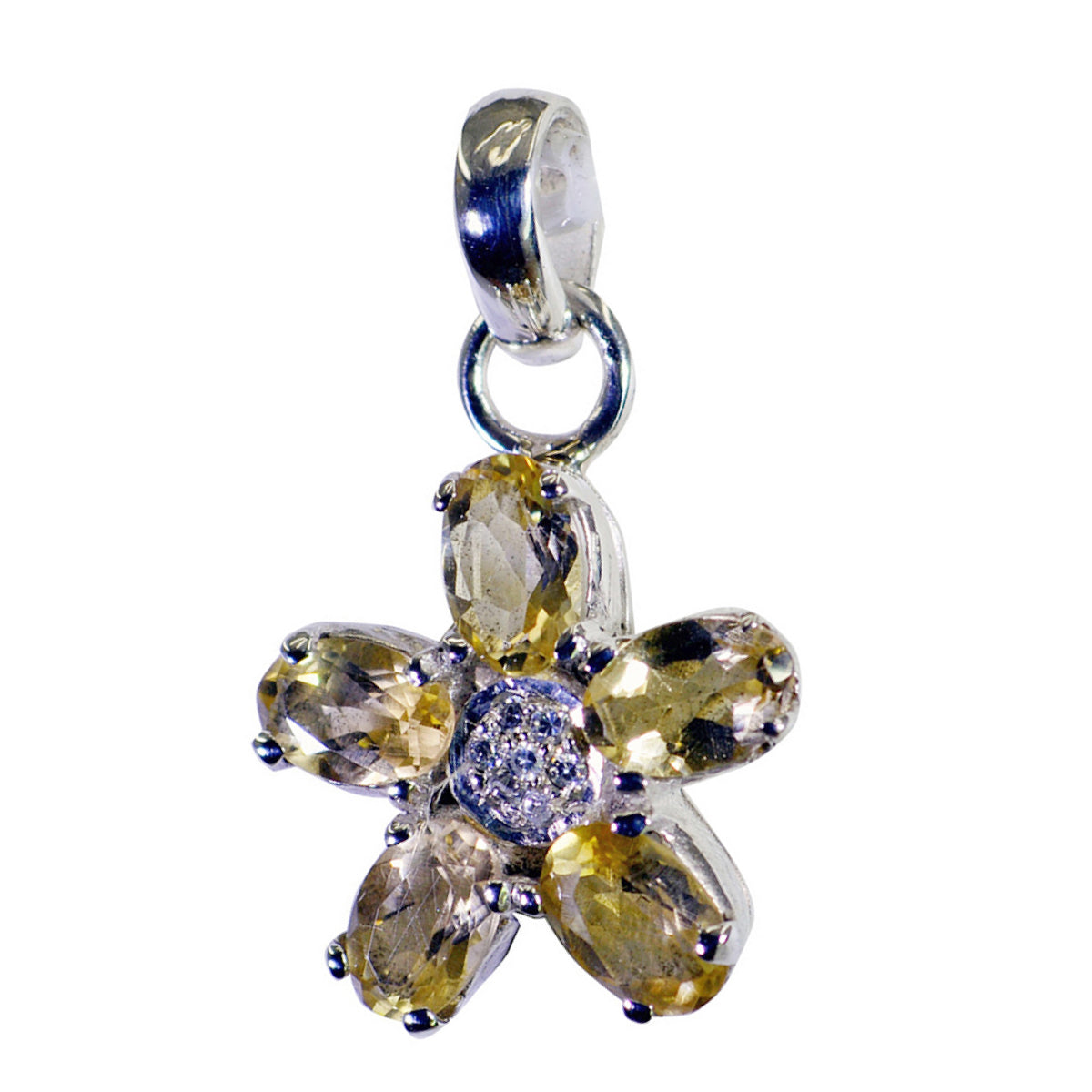 Citrine Eye-catching American Sterling Silver multiple Yellow Pendant Hoofdafbeelding