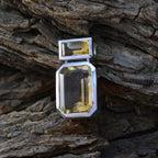 Citrine Whisper-thin Russian 925 Silver Toi et Moi Zoey Signet Yellow Pendant Jewelry