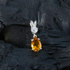 Citrine Minimalist Korean Silver Toi et Moi Hana Modern Yellow Pendant Jewelry