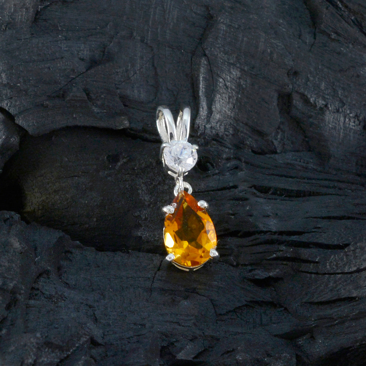Citrine Minimalist Korean Silver Toi et Moi Hana Modern Yellow Pendant Jewelry