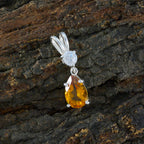Citrine Minimalist Korean Silver Toi et Moi Hana Modern Yellow Pendant Jewelry