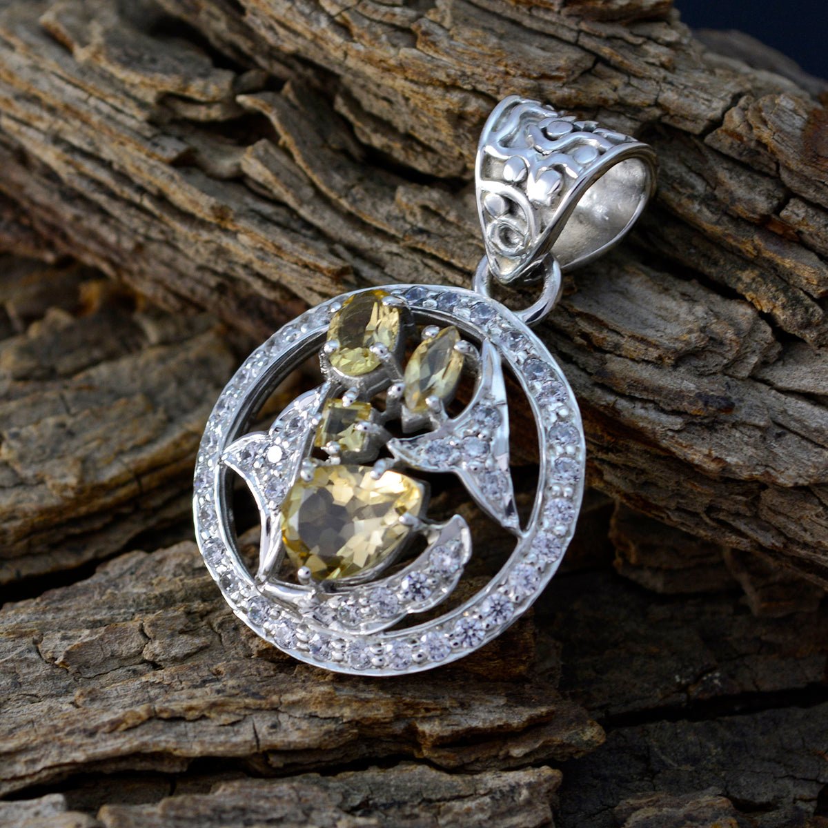 Citrine Minimal Middle Eastern Sterling Silver multiple Pauline Armor Yellow Pendant Jewellery