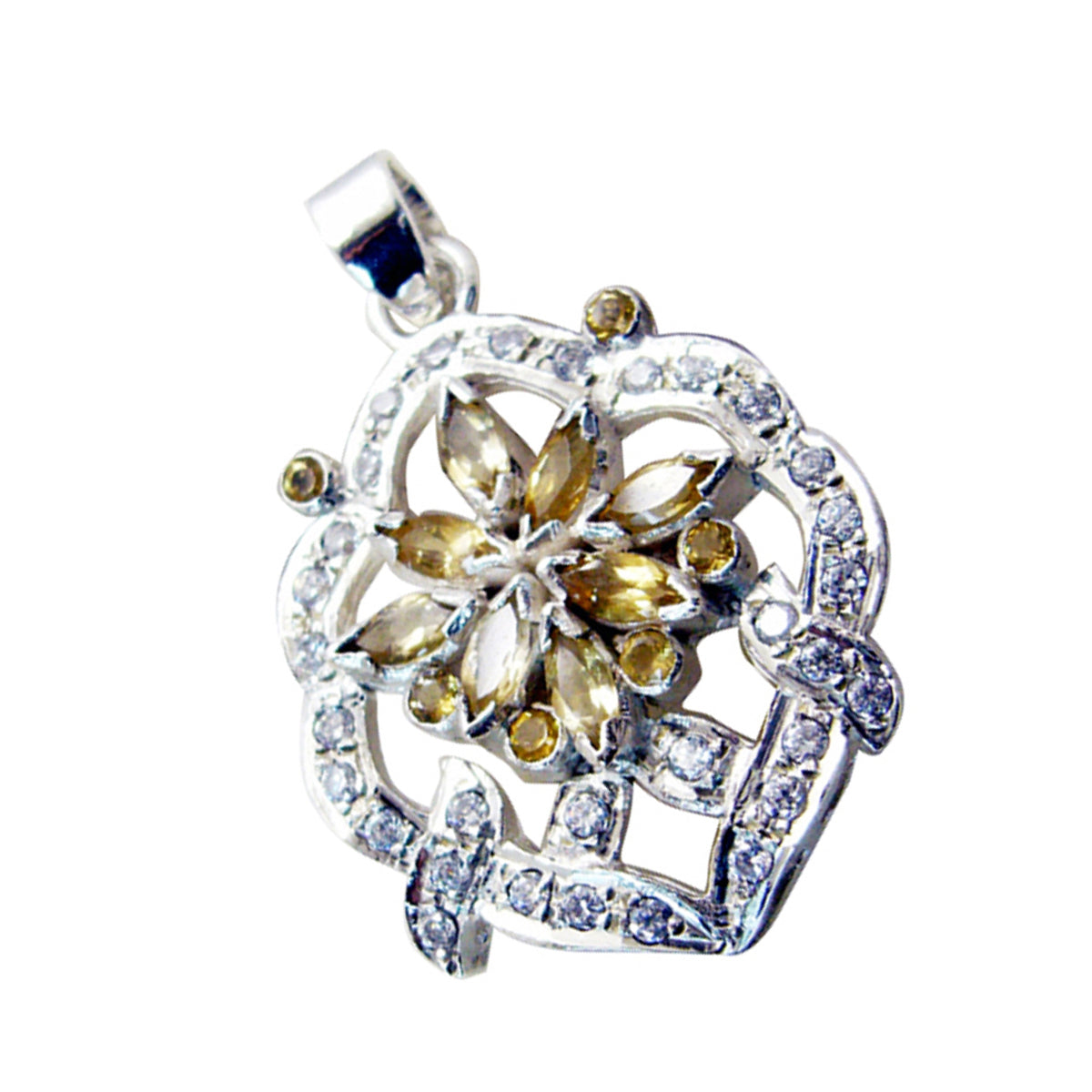 Citrine Statement Indian 92.5 Silver multiple Kristine Signet Yellow Pendant Jewellery