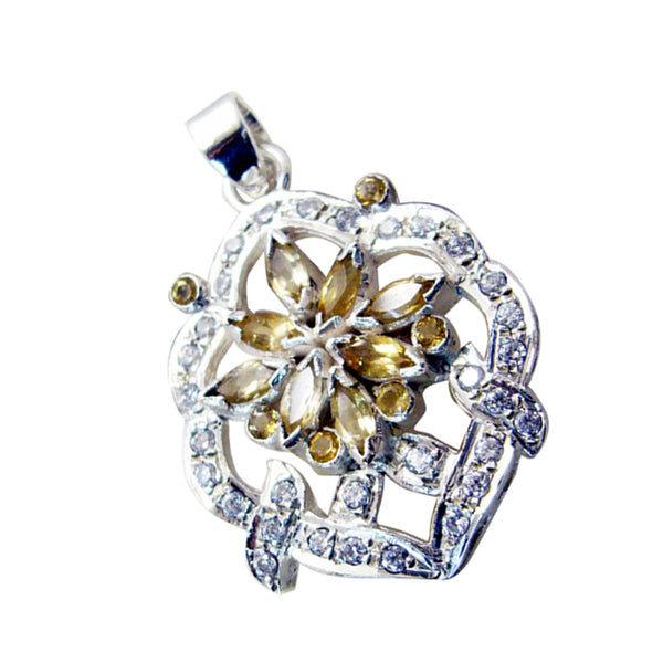 Citrine Statement Indian 92.5 Silver multiple Kristine Signet Yellow Pendant Jewellery