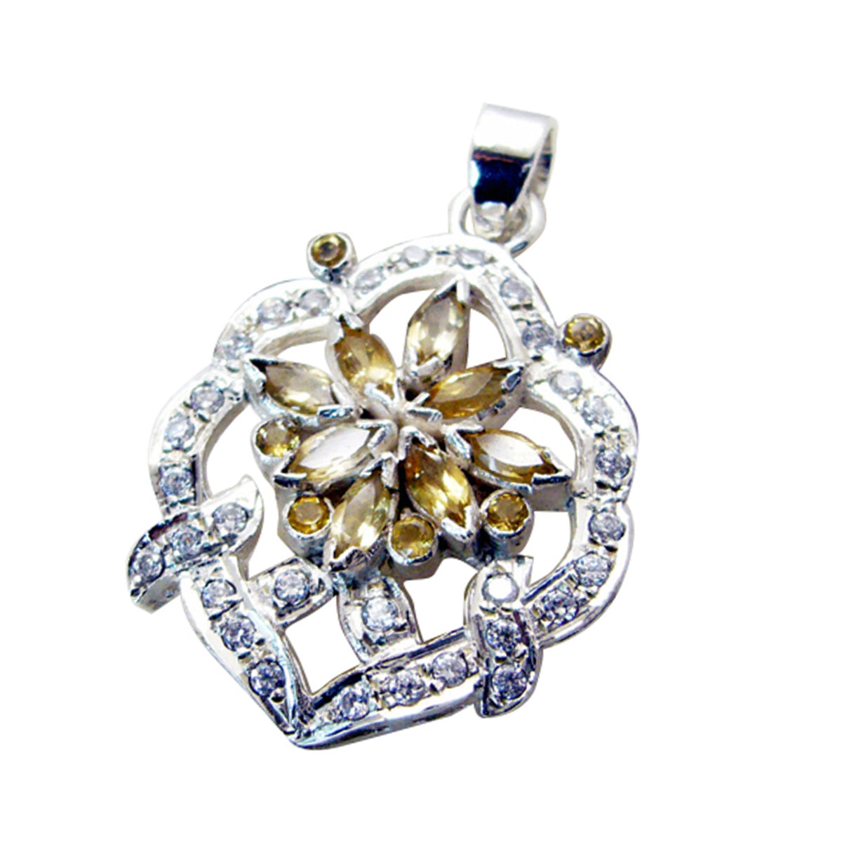 Citrine Statement Indian 92.5 Silver multiple Kristine Signet Yellow Pendant Jewellery