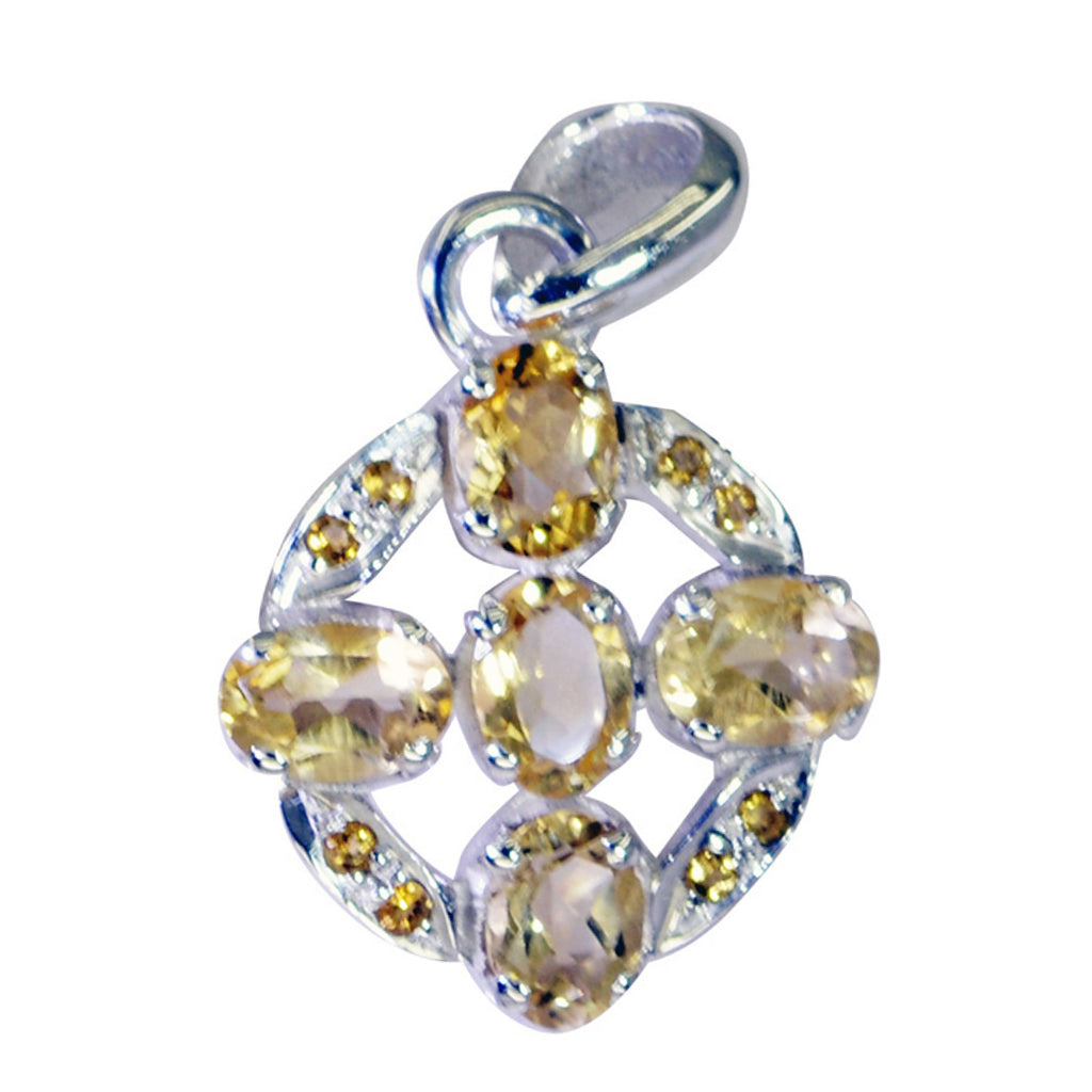 Citrine Featherlight Middle Eastern Sterling Silver multiple Yellow Pendant