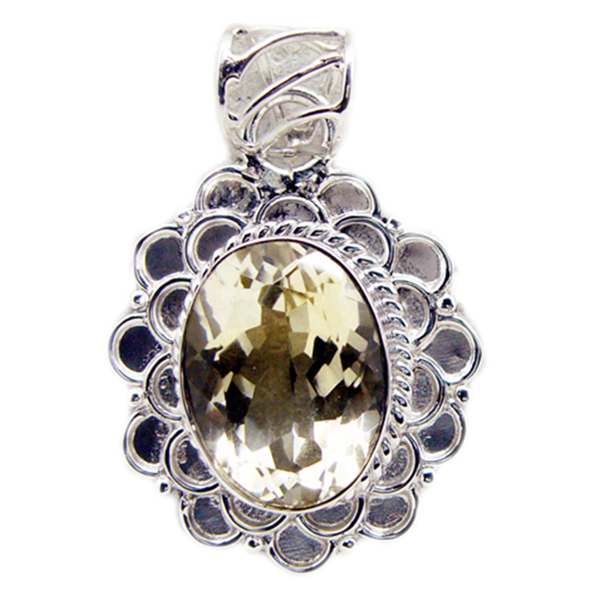 Citrine Statement Russian 925 Silver Solitaire Yellow Pendant