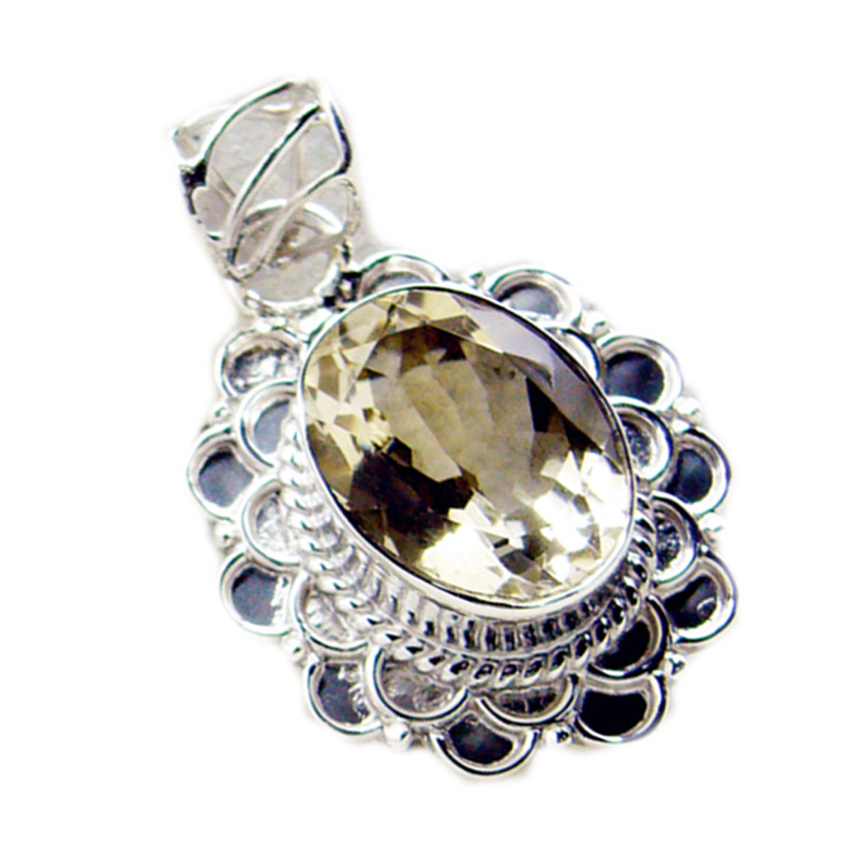 Citrine Statement Russian 925 Silver Solitaire Natalie Rope-Wire Yellow Pendant Jewelry