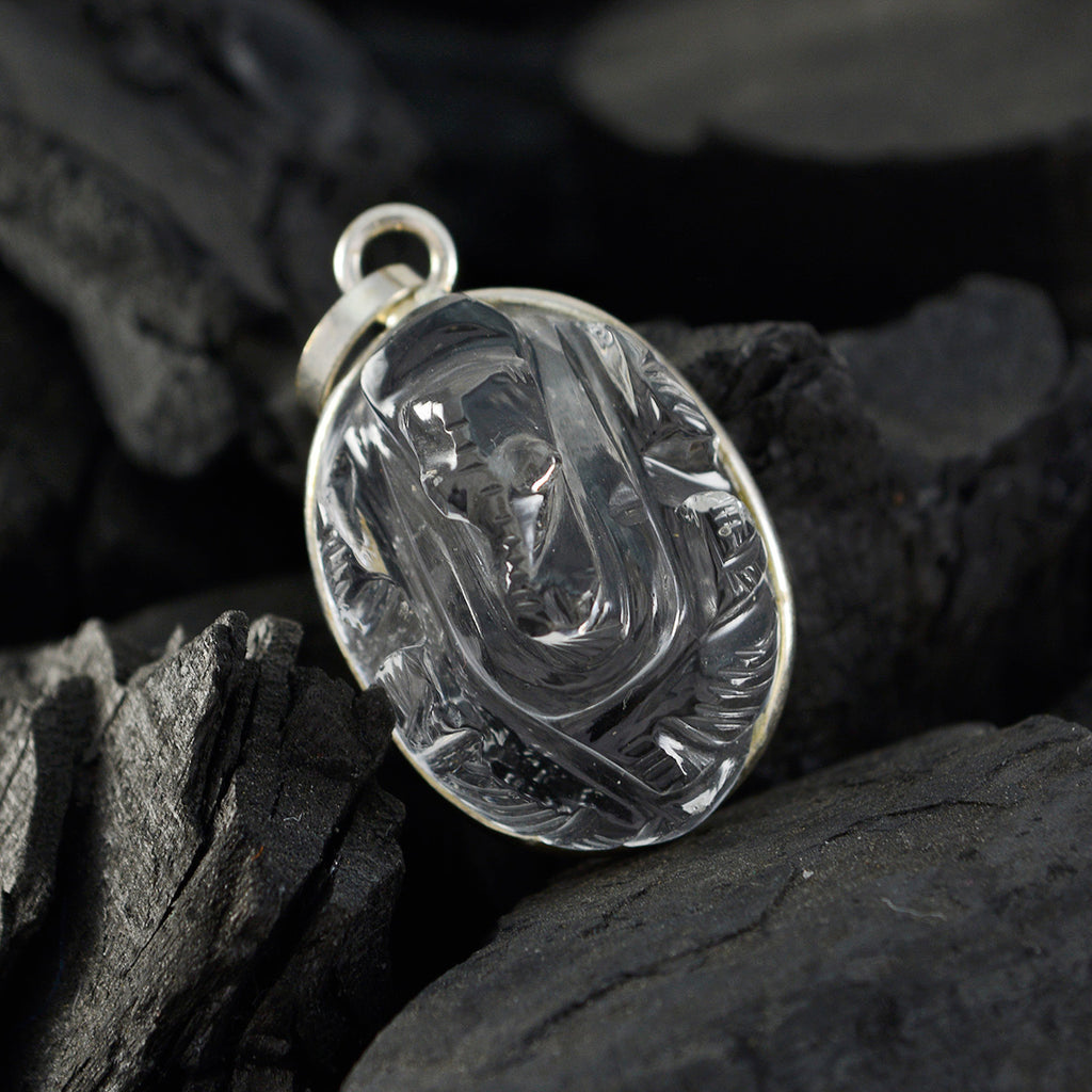 Crystal Quartz Minimal Moroccan 92.5 Silver Solitaire Ines Sophisticated White Pendant Jewellery