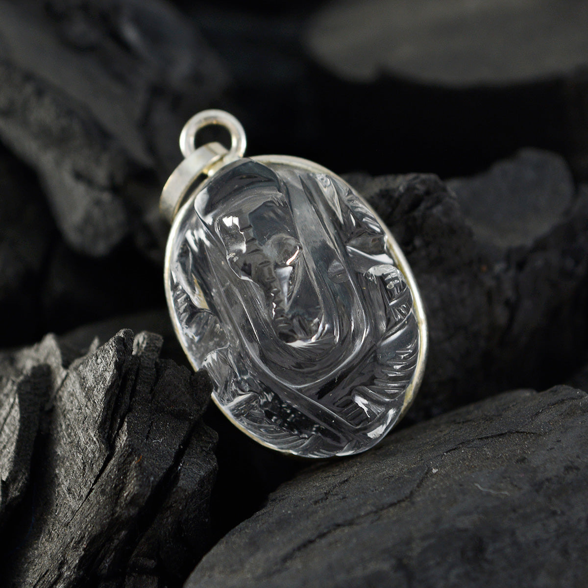 Crystal Quartz Minimal Moroccan 92.5 Silver Solitaire Ines Sophisticated White Pendant Jewellery