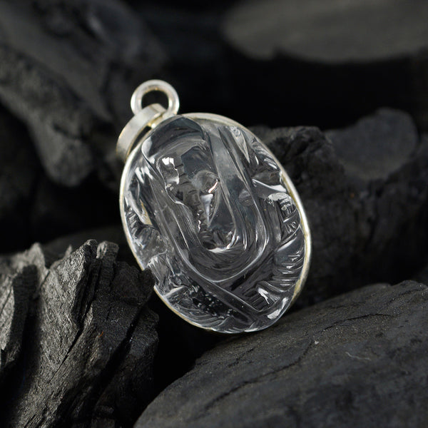Crystal Quartz Minimal Moroccan 92.5 Silver Solitaire Ines Sophisticated White Pendant Jewellery