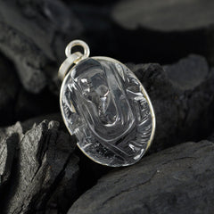 Crystal Quartz Minimal Moroccan 92.5 Silver Solitaire Ines Sophisticated White Pendant Jewellery