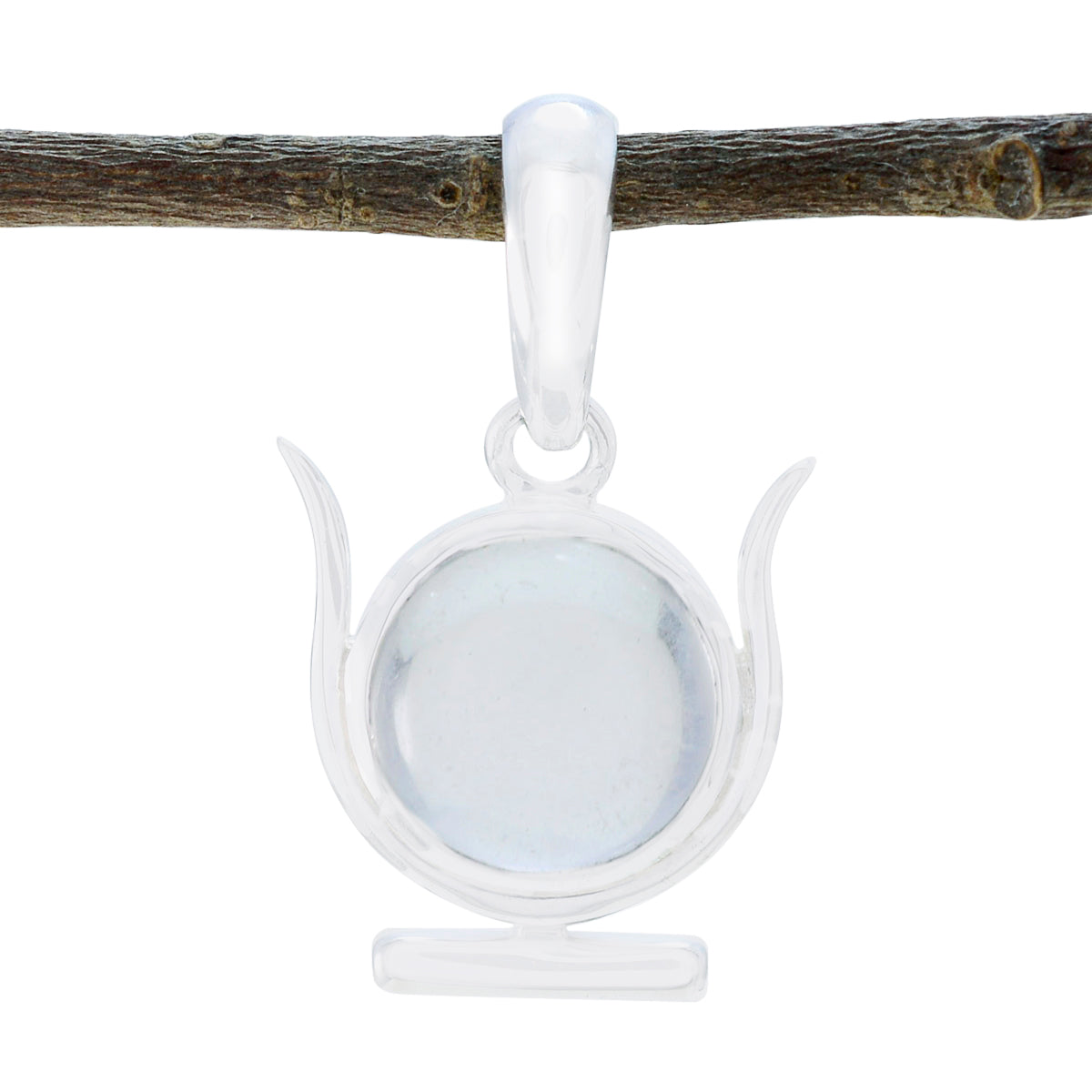 Crystal Quartz Dainty French Silver Solitaire White Pendant