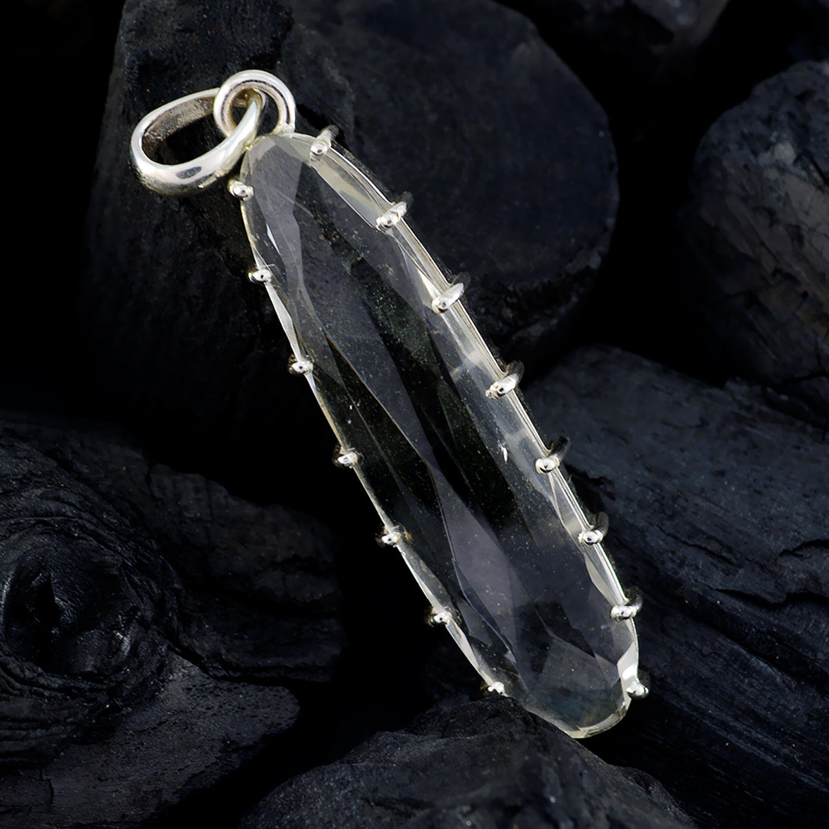 Crystal Quartz Statement Turkish Sterling Silver Solitaire Camila Cocktail White Pendant Jewellery