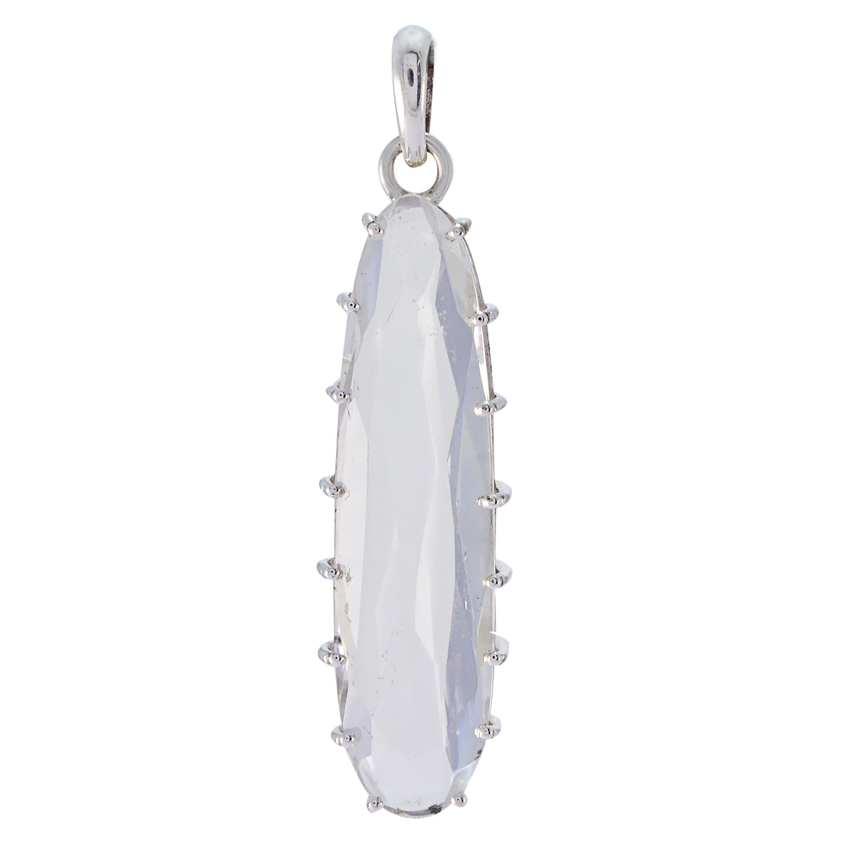 Crystal Quartz Statement Turkish Sterling Silver Solitaire White Pendant