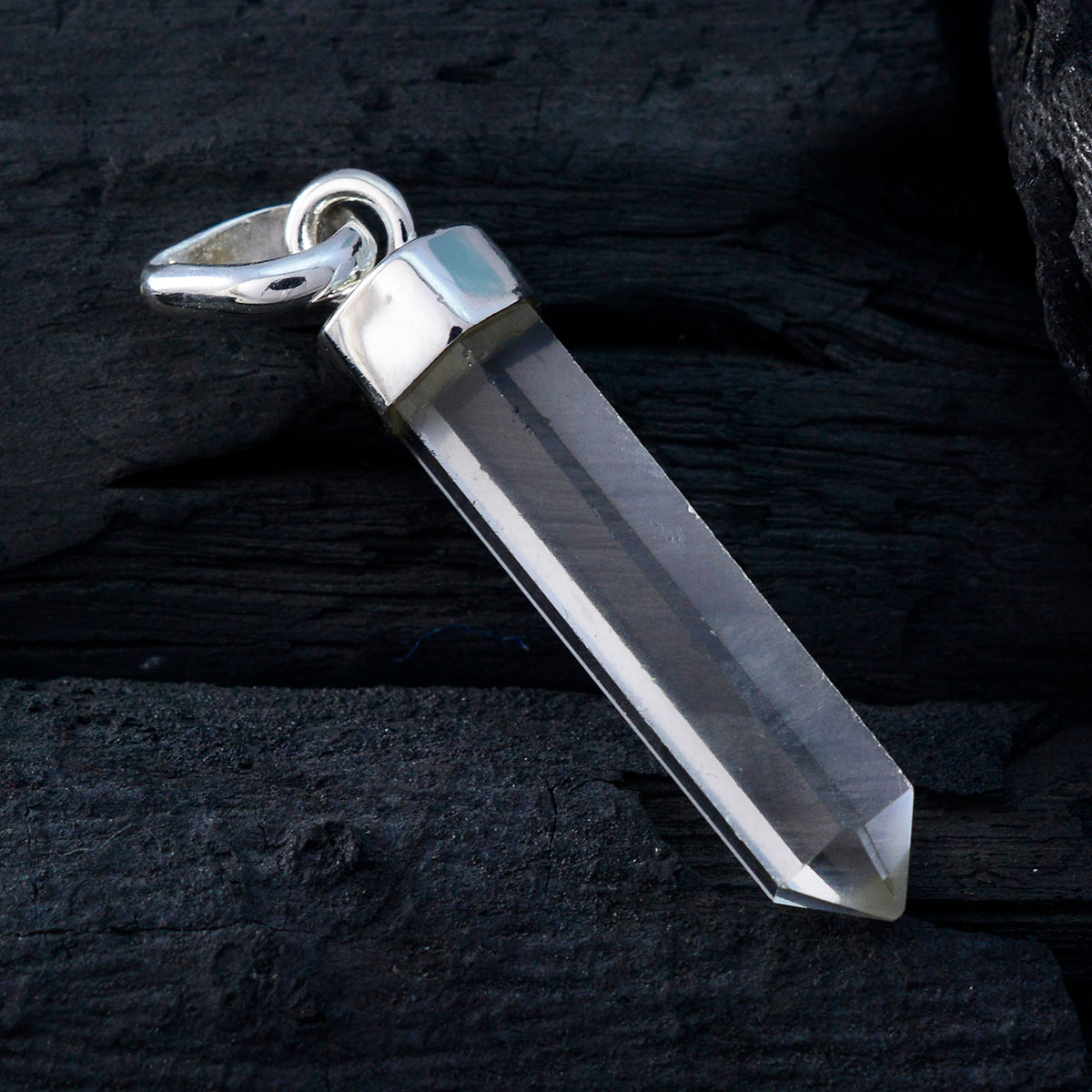 Crystal Quartz Tiny Latin American 925 Silver Solitaire Julia Abstract White Pendant Jewelry