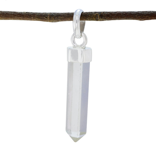 Crystal Quartz Tiny Latin American 925 Silver Solitaire White Pendant