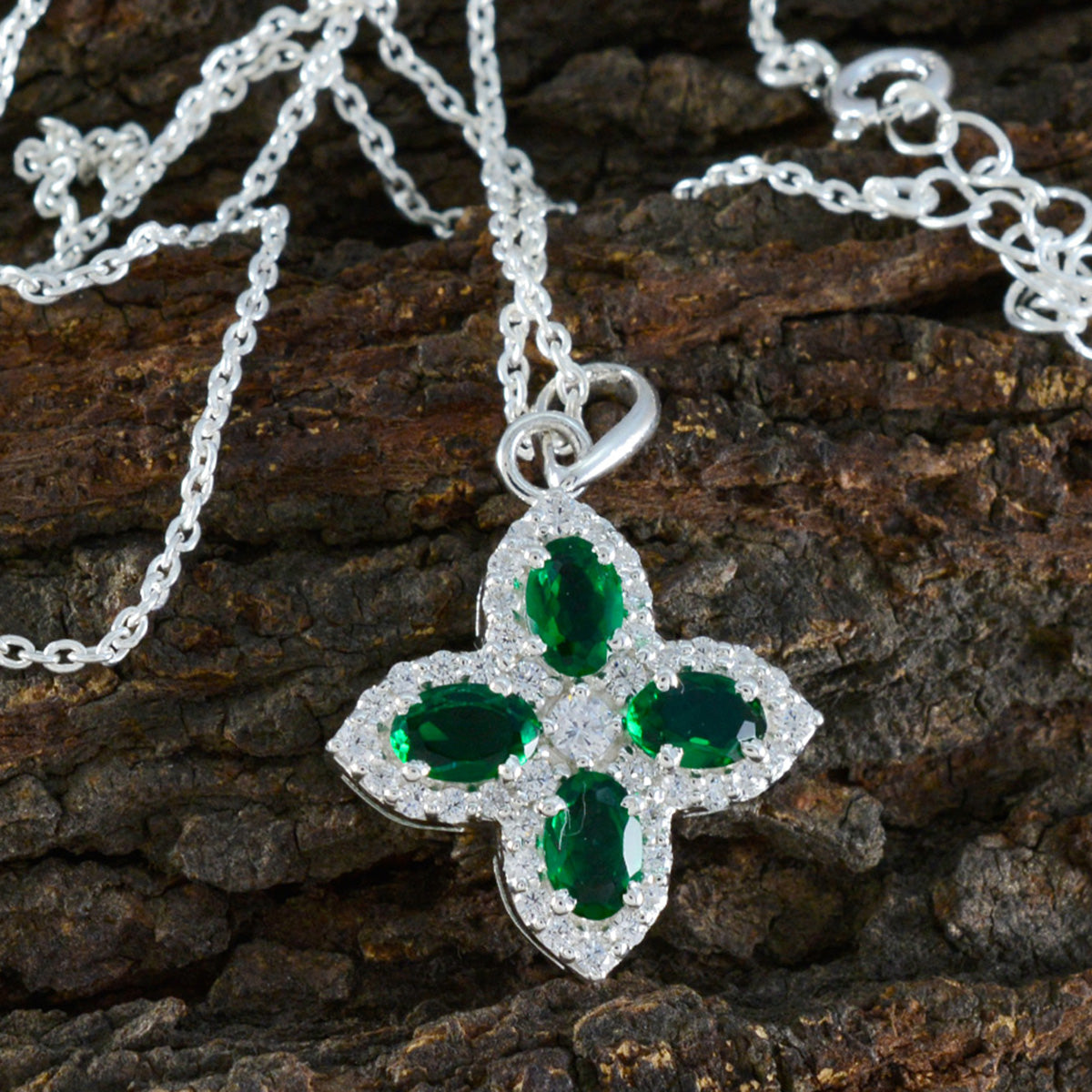 Emerald CZ Classic African 925 Silver multiple Tereza Luxurious Green Pendant Jewelry