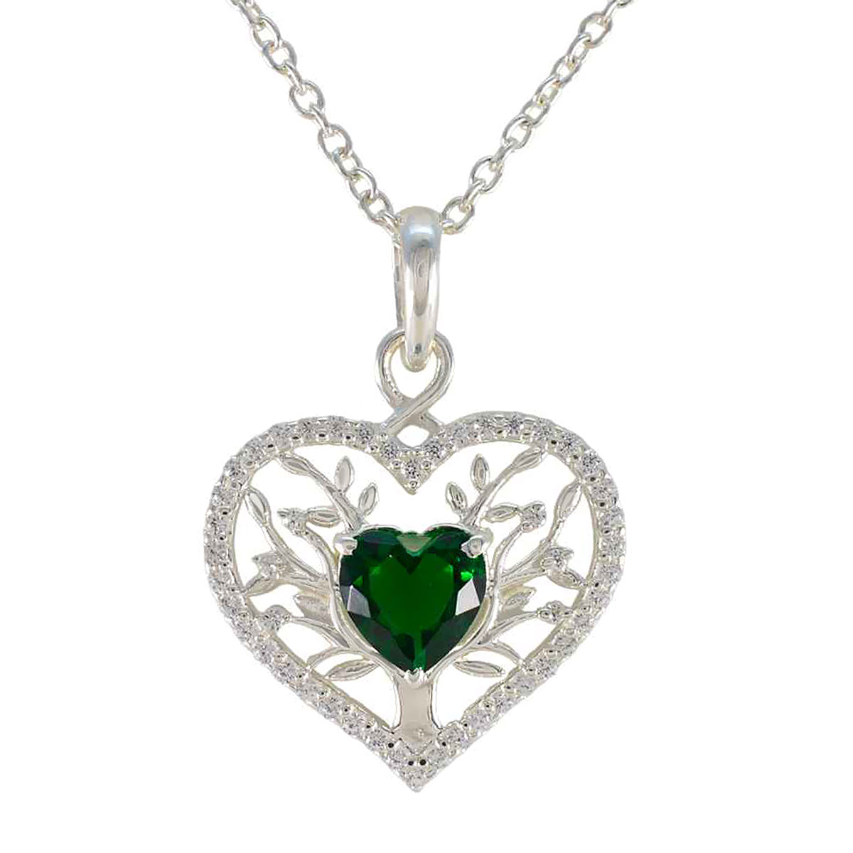 Emerald CZ Tiny Middle Eastern Sterling Silver multiple Green Pendant