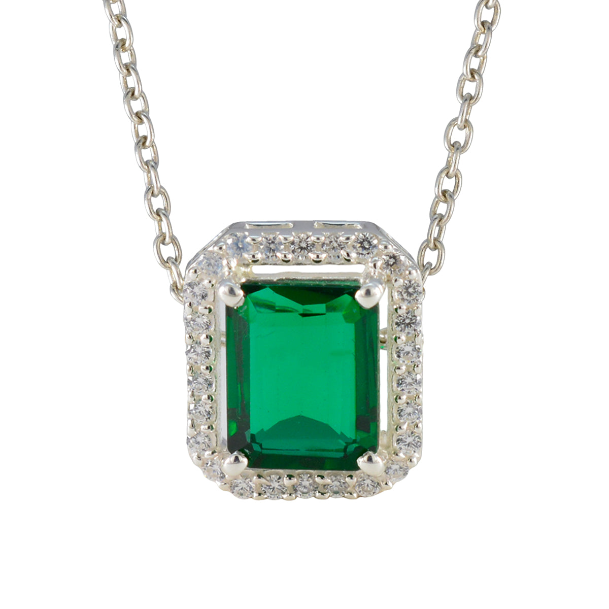 Emerald CZ Classic Middle Eastern 92.5 Silver multiple Green Pendant Hoofdafbeelding