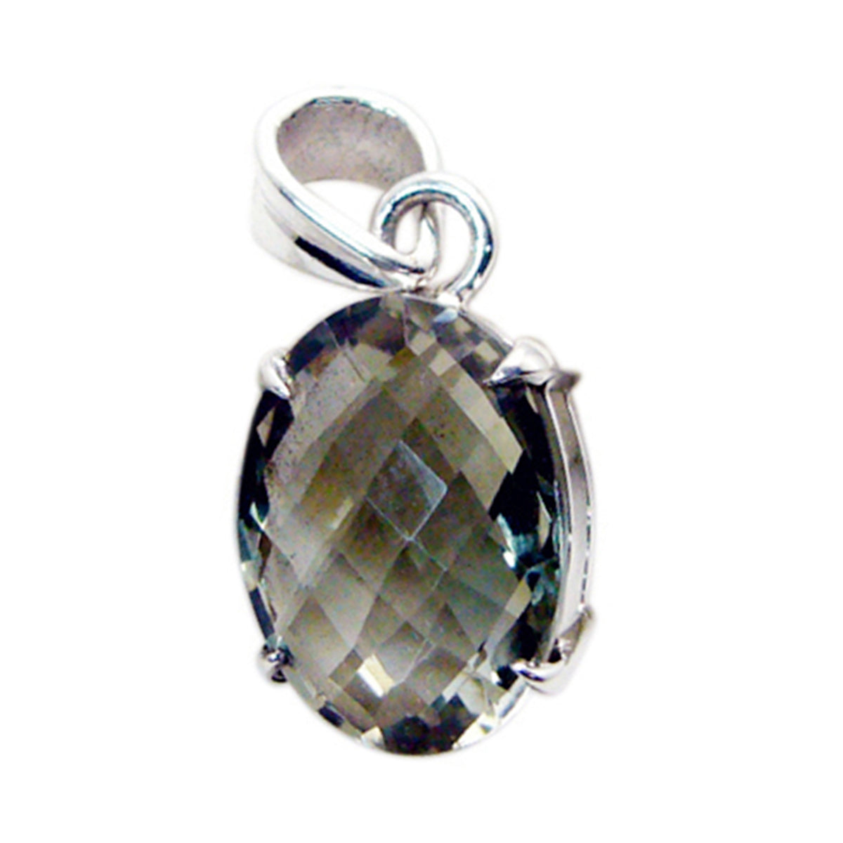 Green Amethyst Featherlight Turkish 92.5 Silver Solitaire Light Green Pendant Hoofdafbeelding