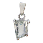 Green Amethyst Whisper-thin Egyptian Silver Solitaire Light Green Pendant