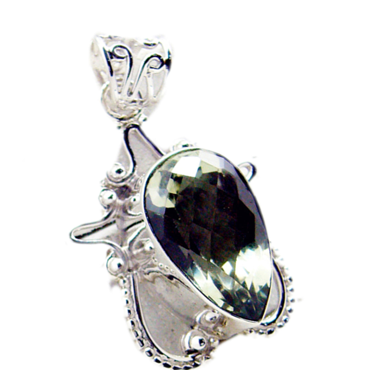 Green Amethyst Chunky Egyptian 92.5 Silver Solitaire Scarlett Rope-Wire Green Pendant Jewellery