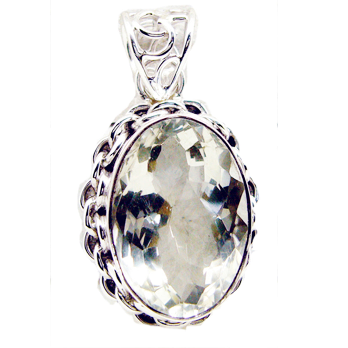 Green Amethyst Chunky Mexican 925 Silver Solitaire Light Green Pendant