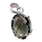 Green Amethyst Delicate French 925 Silver Solitaire Light Green Pendant