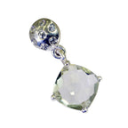 Grüner Amethyst Winziger französischer Sterling Silber Solitär Yasmine Siegelring Grüner Anhänger Schmuck