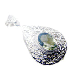 Grön Ametist Statement Tysk 92.5 Silver Solitaire María Vintage Grönt Hänge Smycken