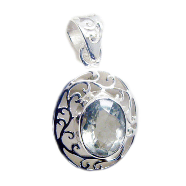 Green Amethyst Edgy Italian 925 Silver Solitaire Light Green Pendant