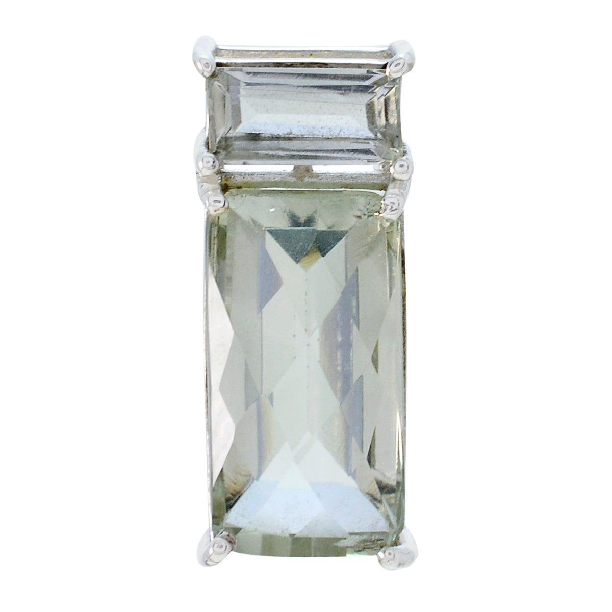 Green Amethyst Elegant Korean 925 Silver Toi et Moi Light Green Pendant Immagine principale del prodotto