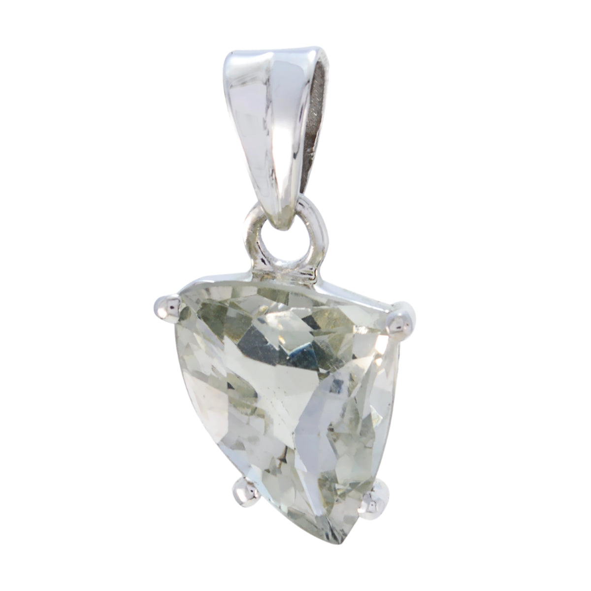 Green Amethyst Whisper-thin Moroccan 92.5 Silver Solitaire Light Green Pendant