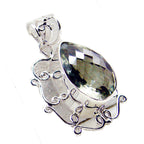 Green Amethyst Chunky Moroccan 925 Silver Solitaire Savannah Rope-Wire Green Pendant Jewelry
