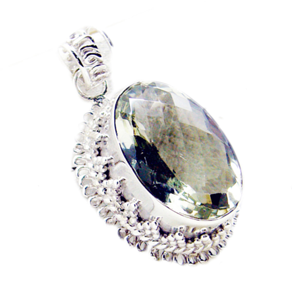 Green Amethyst Chunky Latin American 92.5 Silver Solitaire Stella Rope-Wire Green Pendant Jewellery