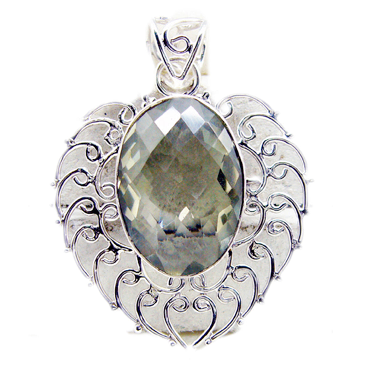 Green Amethyst Chunky Turkish 92.5 Silver Solitaire Light Green Pendant