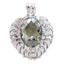 Green Amethyst Chunky Turkish 92.5 Silver Solitaire Light Green Pendant