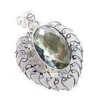 Green Amethyst Chunky Turkish 92.5 Silver Solitaire Violet Rope-Wire Green Pendant Jewellery